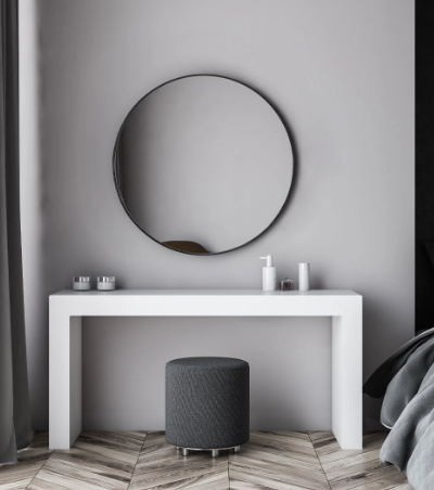 The Grange Black Round Mirror 80cm - 6401625