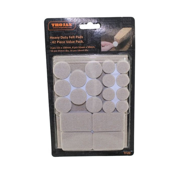 Trojan Heavy Duty Felt Pads 42 Piece Value Pack - 820995
