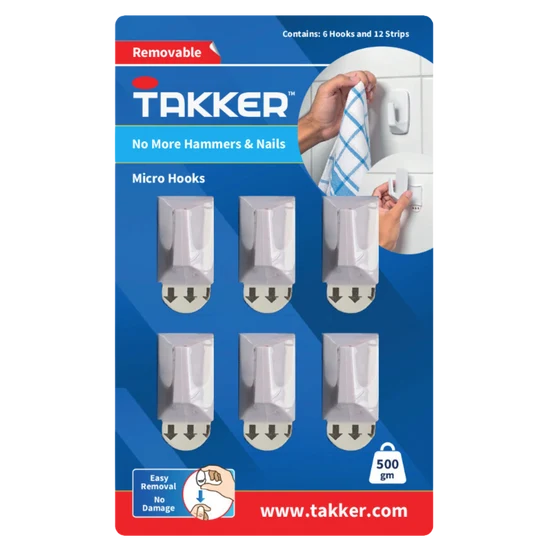 TAKKER MICRO HOOKS - 6PK+12 STRIPS - 661812