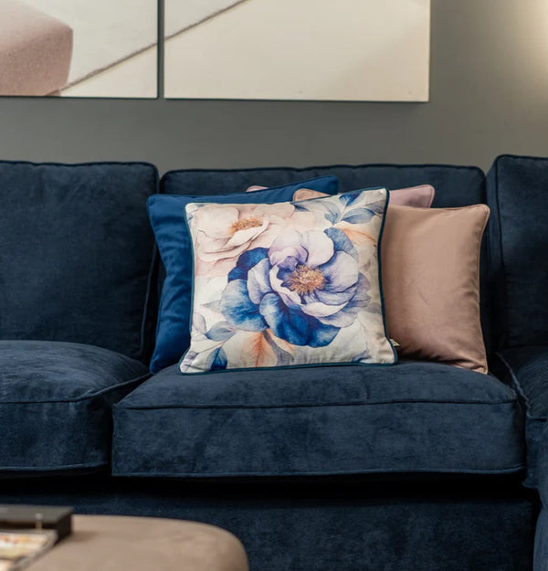F+H Velvet Cushion Watercolour Abstract Floral - 644004
