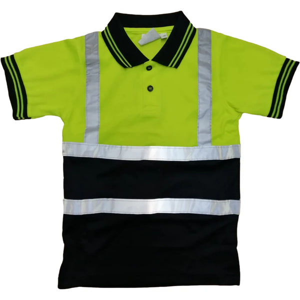 Kids Hi Vis Poloshirt Yellow/Navy
