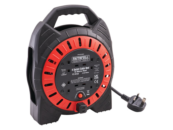 Faithfull 10M Cable Reel 13A with 4 Sockets - 621094