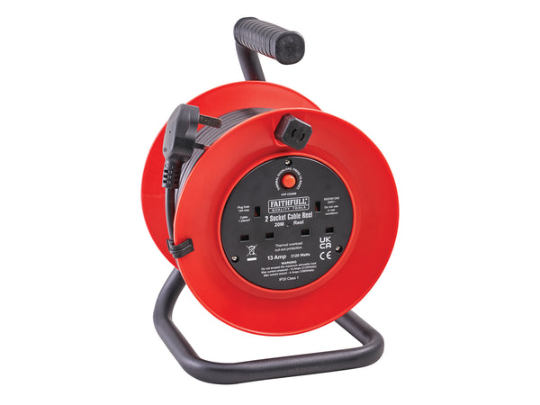 Faithfull 20M Cable Reel 13A with 2 Sockets - 621095