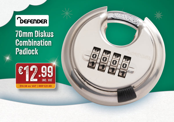 Defender 70mm Diskus Combination Padlock - 820037