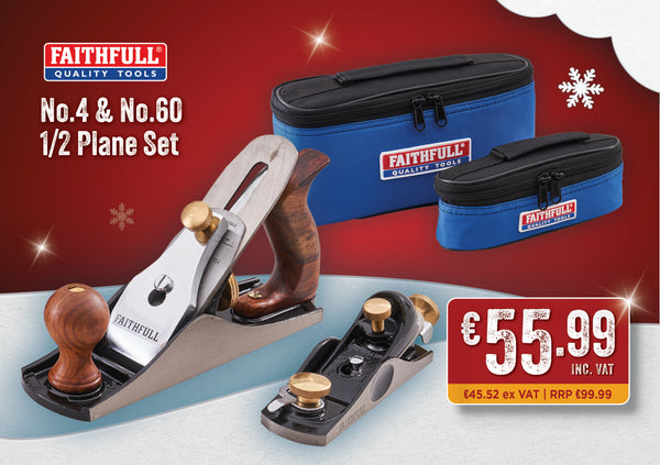 Faithfull No.4 & No.60 1/2 Plane Set with Storage Bags - 5784