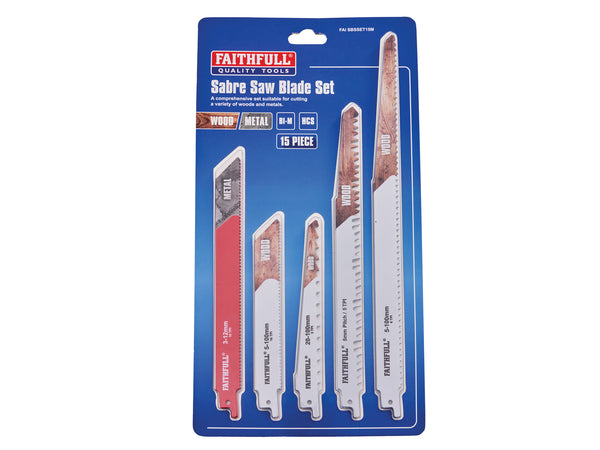 Faithfull 15 Piece Sabre Saw Blade Set - 601086