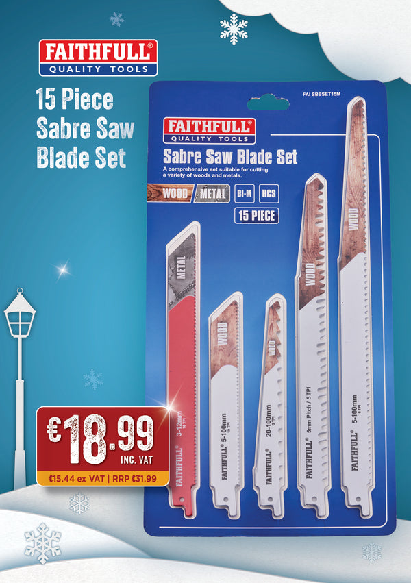 Faithfull 15 Piece Sabre Saw Blade Set - 601086