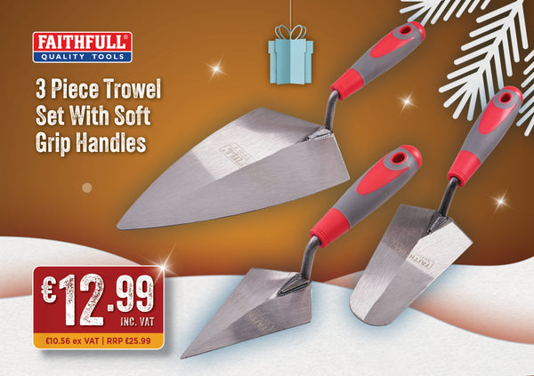 Faithfull 3 Piece Trowel Set with Soft-Grip Handles - 5706051