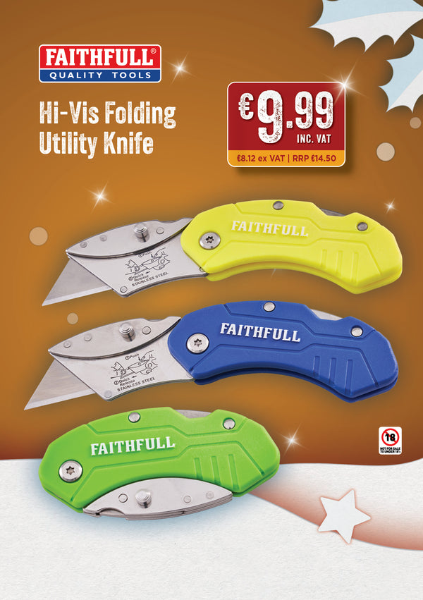 Faithfull Hi-Vis Folding Utility Knife - 570341
