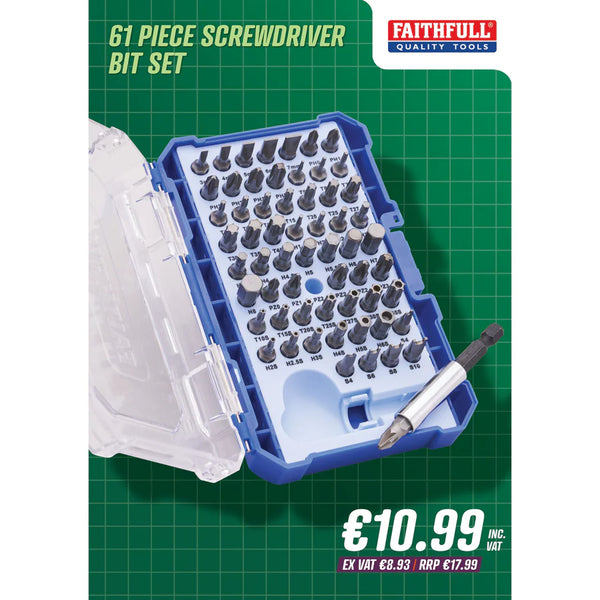 Faithfull Screwdriver Bit Set, 61 Piece - 5794