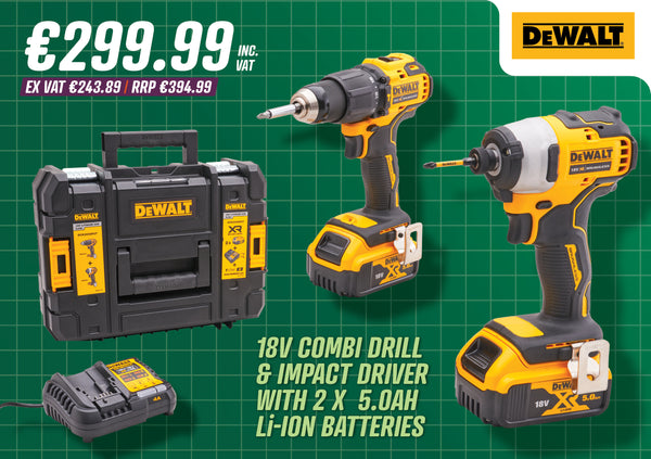 DeWalt 18V Combi & Impact Drill Twin Pack - 57692