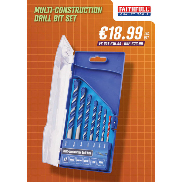 FAITHFULL MULTI CONSTRUCTION 7PCE DRILL SET - 5765