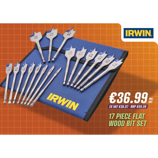 IRWIN BLUE GROOVE FLAT BIT SET 17PCE - 5749