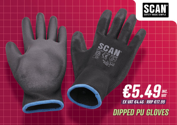 Scan Safety PU Gloves Large 5 Pack - 672086