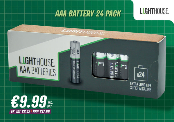 Lighthouse AAA Alkaline Batteries (Pack 24) - 6201349