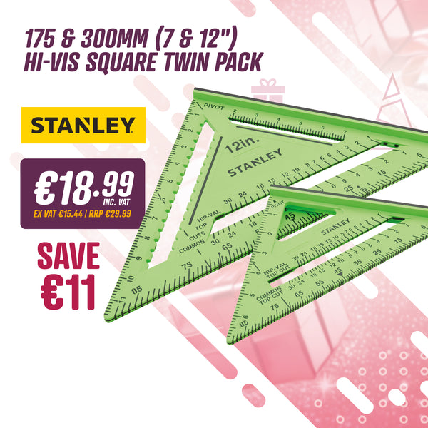Stanley 175 & 300mm (7 & 12in) Hi-Vis Square Twin Pack