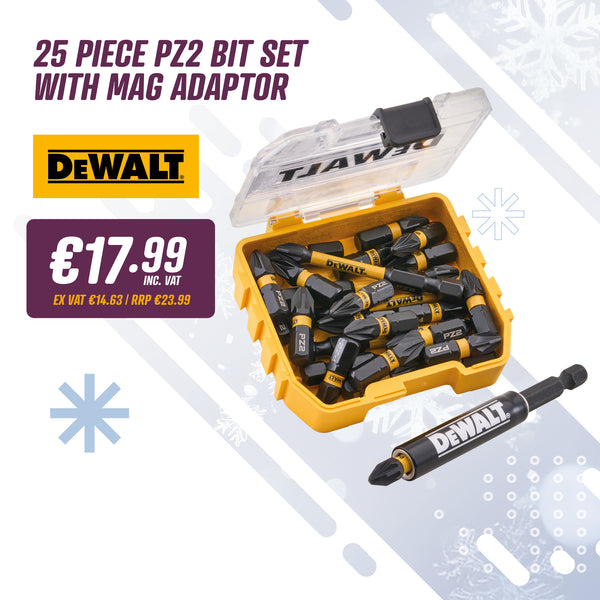 DeWalt 25 Piece PZ2 25 & 50mm Bit Set with Mag Adaptor