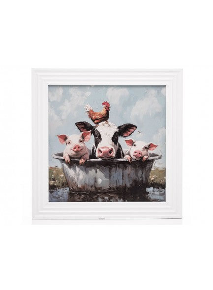Stonewall Gallery Framed Picture Farmyard Animals in the Bath - 646121