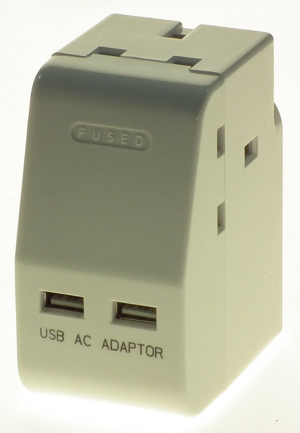 POWERMASTER 3 WAY 13AMP ADAPTOR WITH 2 USB PORTS - 626412