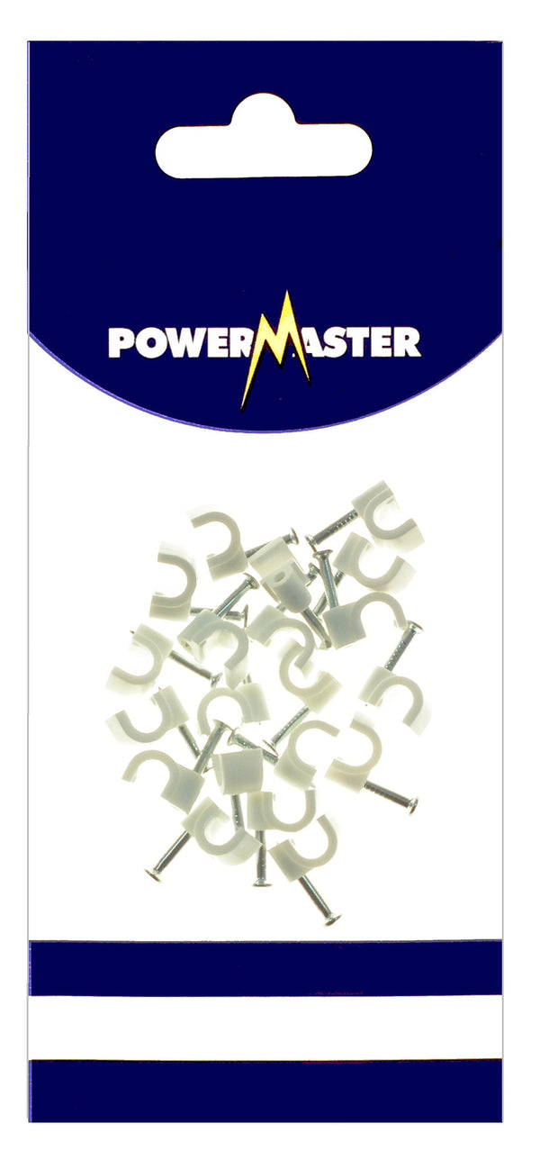 POWERMASTER 20PCE 5MM CABLE CLIPS WHITE - 626331