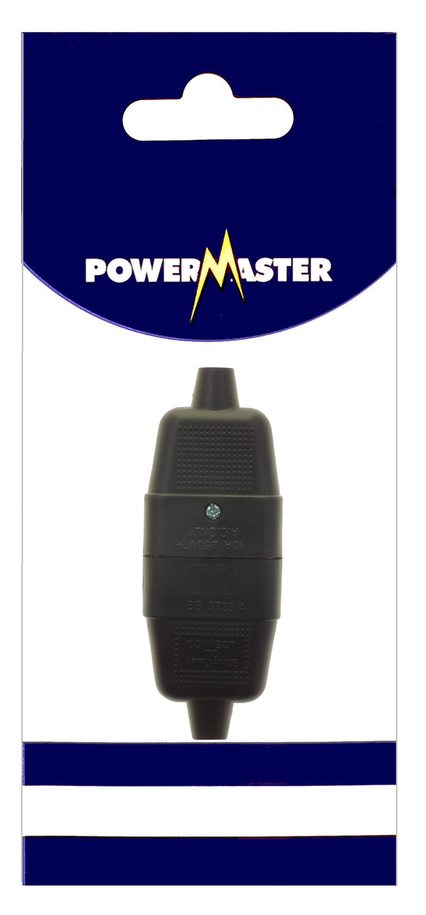 POWERMASTER 3 PIN BLACK RUBBERISED INLINE CONNECTOR - 626470