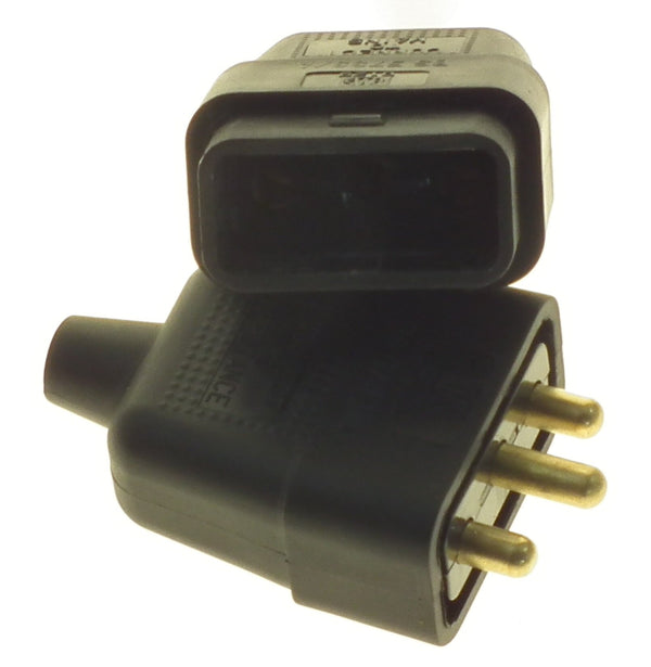 POWERMASTER 3 PIN BLACK RUBBERISED INLINE CONNECTOR - 626470