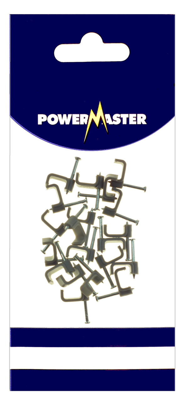 POWERMASTER 20PCE 1.5 SQ. CABLE CLIPS GREY - 626332