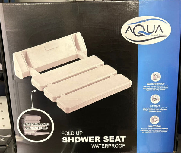 Aqua White Fold Up Shower Seat - 350241