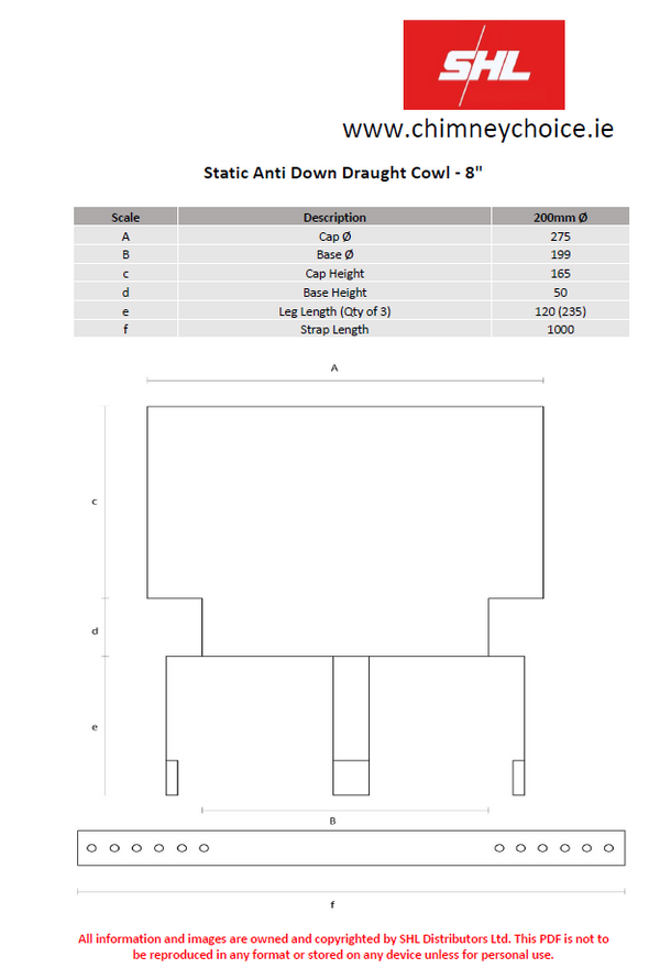 Static Anti Downdraught Chimney Cowl 8″ Black - 420708