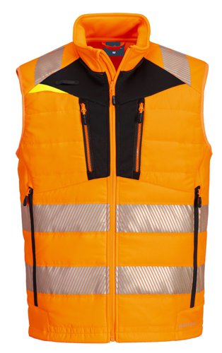 Portwest DX479 Hi-Vis Hybrid Baffle Bodywarmer Orange/Black