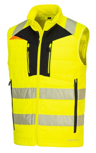 PORTWEST DX479 Hi-Vis Hybrid Baffle Bodywarmer yellow/black