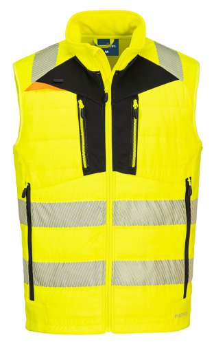 PORTWEST DX479 Hi-Vis Hybrid Baffle Bodywarmer yellow/black