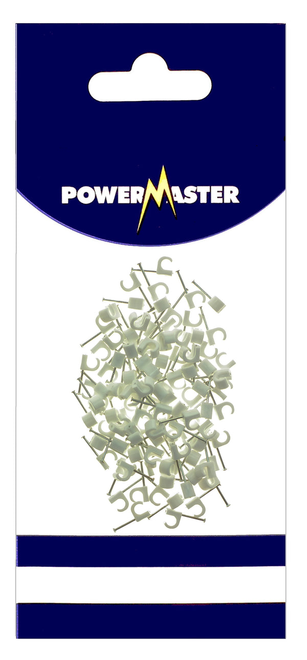 POWERMASTER 100PCE 5-7MM CABLE CLIPS WHITE - 626335