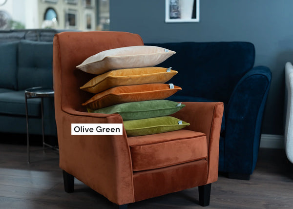 F+H Velvet Cushion Olive Green - 644000