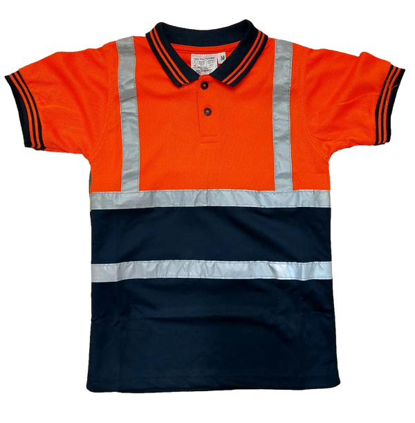 Kids Hi Vis Poloshirt Orange/Navy