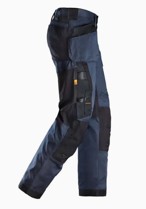 Snickers Stretch Loose fit Work Trousers Holster Pockets in Navy/Black - 9504