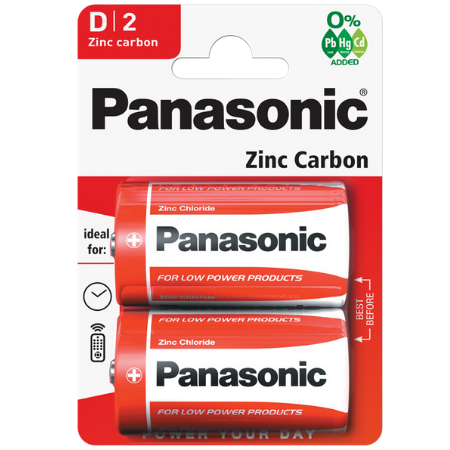 PANASONIC D BATTERY 2PK R20 - 6201220