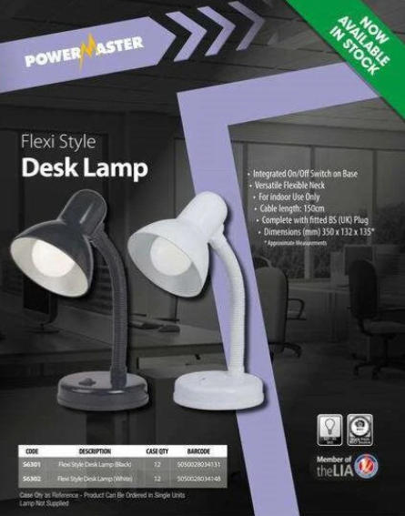 Powermaster White Desk Lamp - 63805