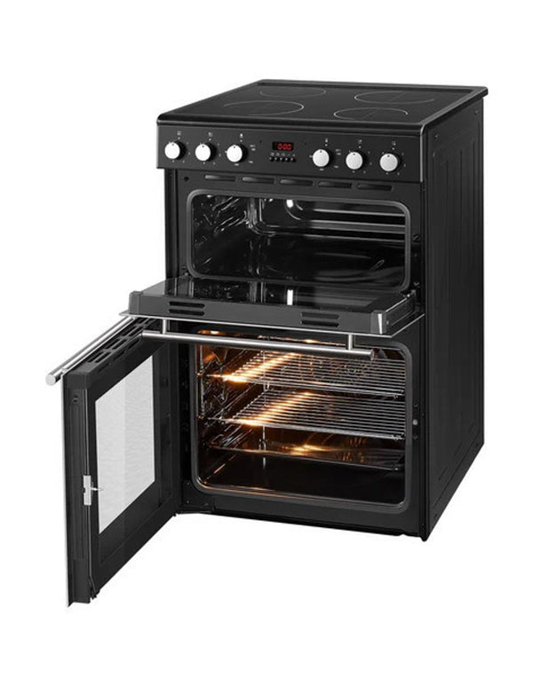 POWERPOINT 60CM BLACK DOUBLE CAVITY WITH CERAMIC HOB FREESTANDING - 61812