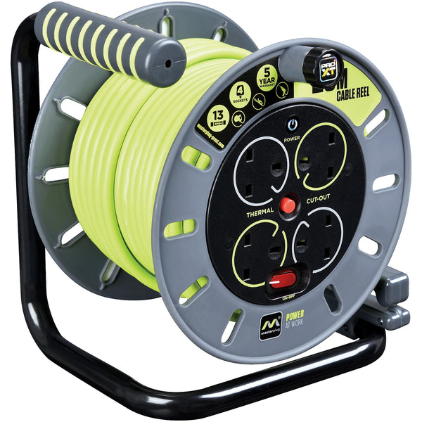 LUCECO 25MT 4 SOCKET 13AH OPEN CABLE REEL - 622852