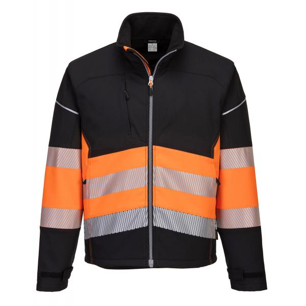 Portwest PW375 High Visibility Class 1 Softshell Jacket Black/Orange