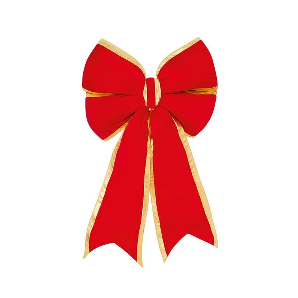 60CM RED VELOUR BOW W/GOLD EDGE - 663123