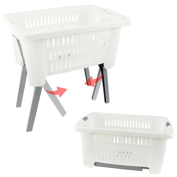 WHITE LAUNDRY BASKET W/LEGS - 64015