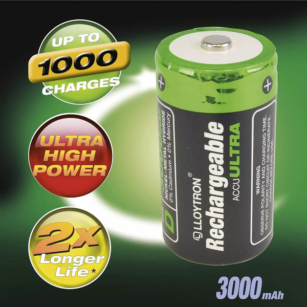 Lloytron Rechargeable D Battery 2pk - 5711683