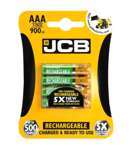 JCB AAA Rechargeable Batteries 4pk - 57109