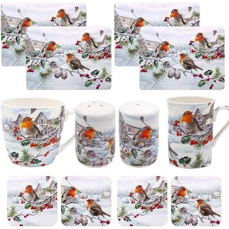 CHRISTMAS ROBINS SALT & PEPPER SHAKERS - 66159