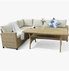 Canto L Corner and Polywood Table Natural - 3900465