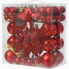 48PC RED MIXED LUXURY SHATERPROOF DECORATIONS - 66300
