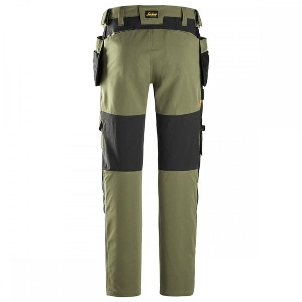Snickers 6218 Stretch Trousers Holster Pockets Khaki Green/Black
