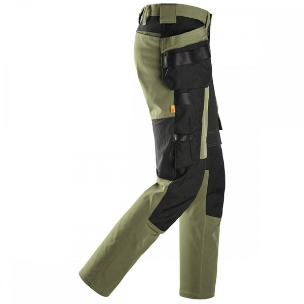 Snickers 6218 Stretch Trousers Holster Pockets Khaki Green/Black